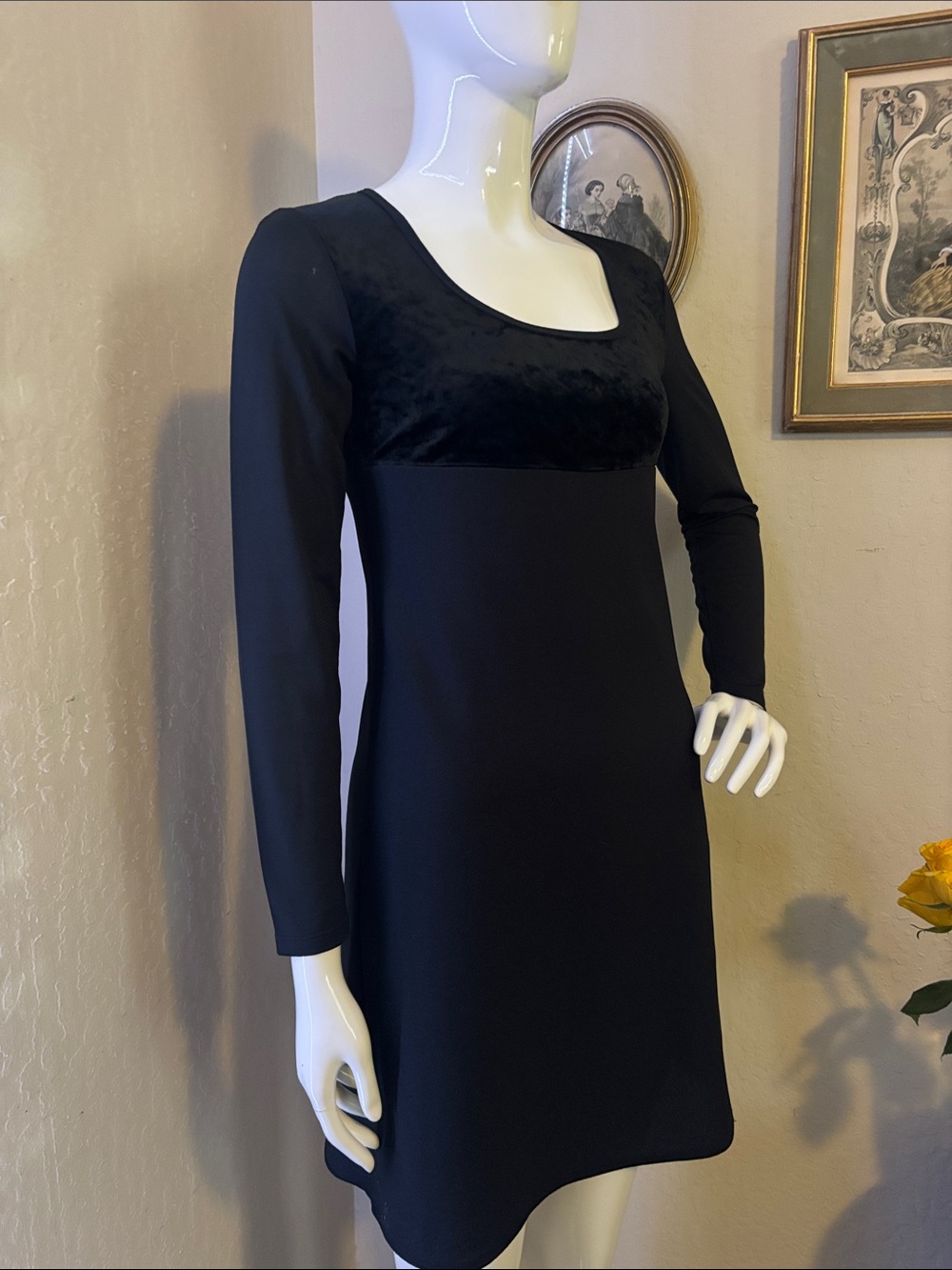 United Colors Of Benetton Black Long-Sleeve Scoop Neck Dress